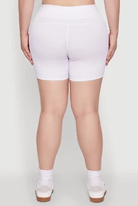 Plus High Waisted Biker Shorts with Cell Phone Pockets
