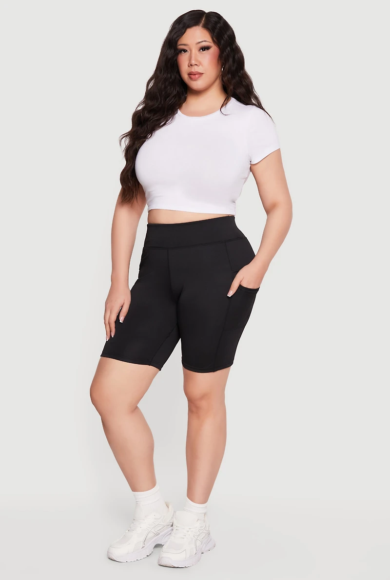 Plus Cell Phone Pocket Biker Shorts