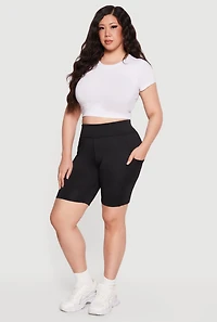 Plus Cell Phone Pocket Biker Shorts