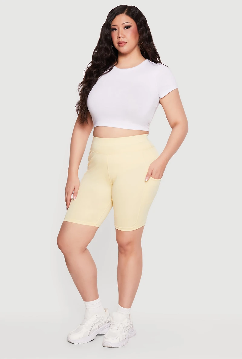Plus Cell Phone Pocket Biker Shorts