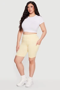 Plus Cell Phone Pocket Biker Shorts
