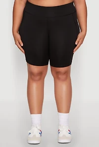 Womens Plus Side Zip Pocket Biker Shorts, 1X