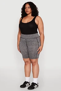 Womens Plus Side Zip Pocket Biker Shorts,