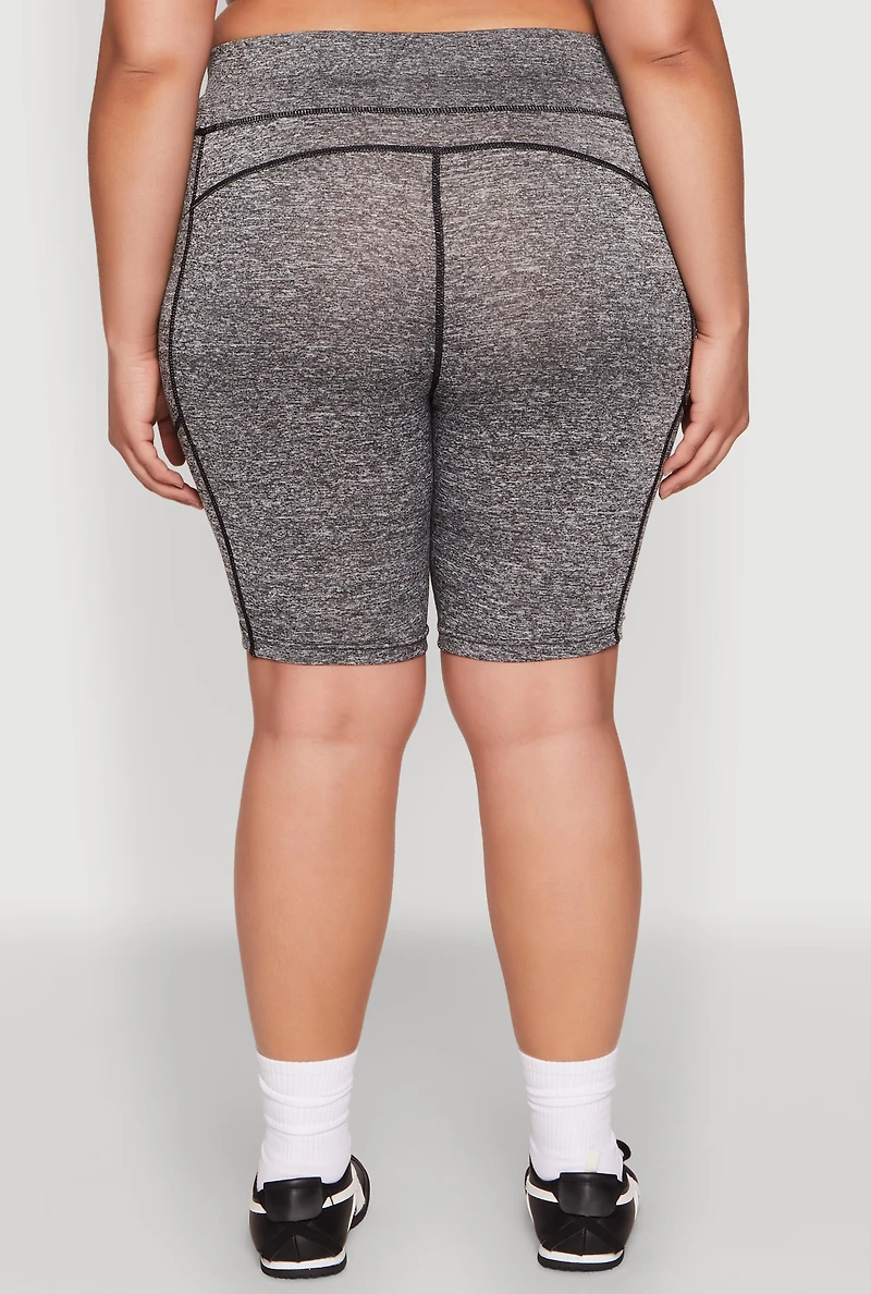 Womens Plus Side Zip Pocket Biker Shorts,