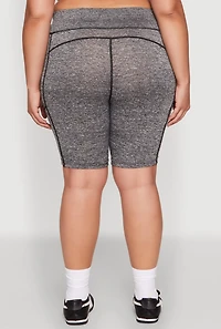 Womens Plus Side Zip Pocket Biker Shorts,