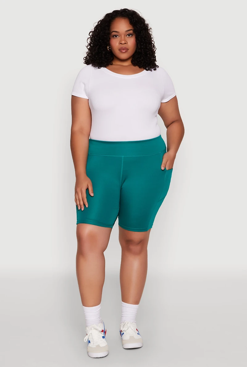 Plus Side Zip Pocket Biker Shorts