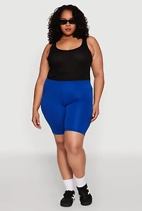 Womens Plus Side Zip Pocket Biker Shorts,