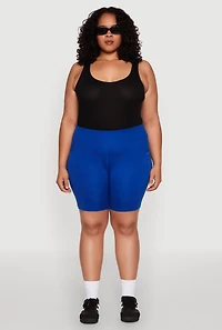 Womens Plus Side Zip Pocket Biker Shorts,