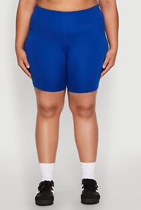 Womens Plus Side Zip Pocket Biker Shorts,