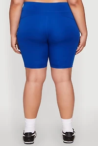 Womens Plus Side Zip Pocket Biker Shorts,