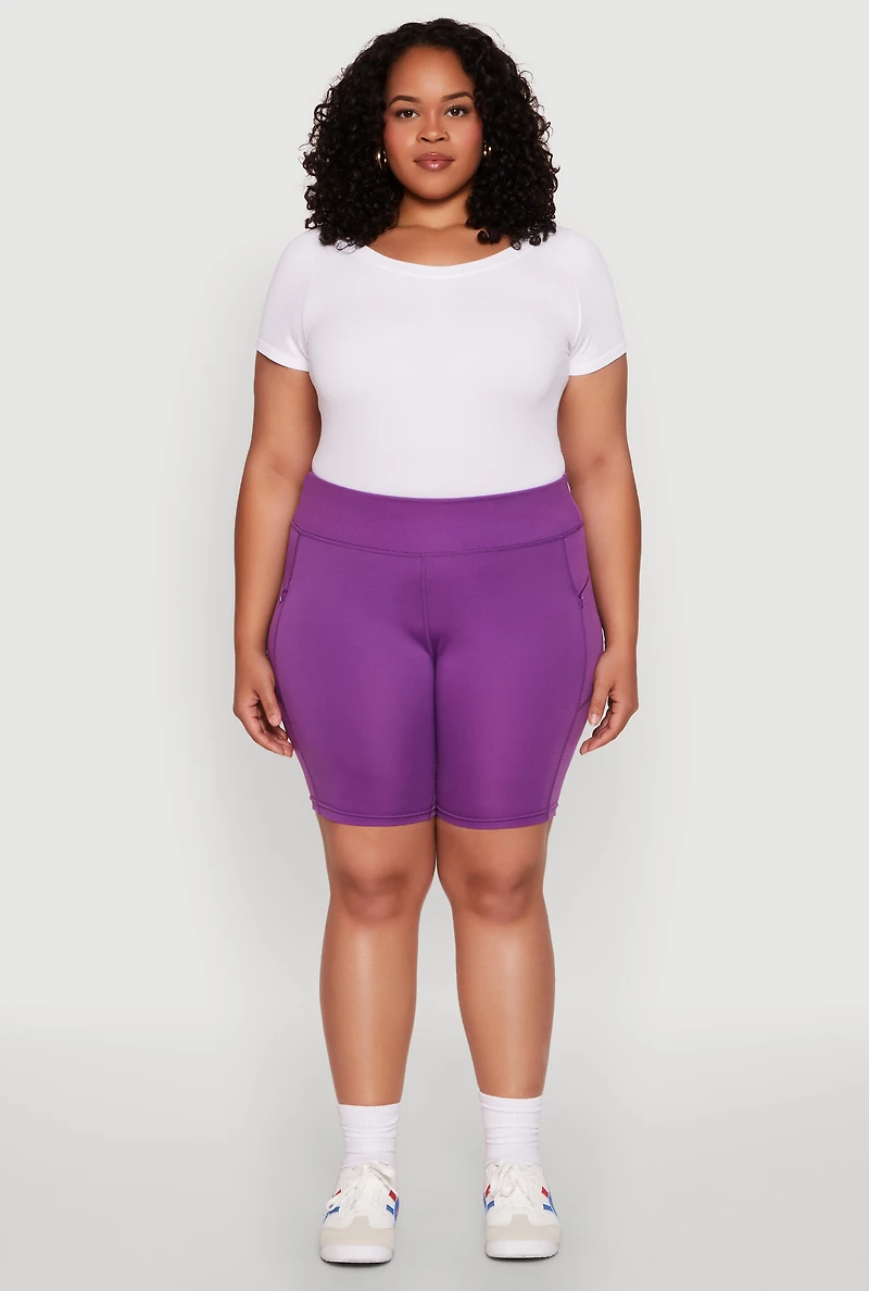 Plus Side Zip Pocket Biker Shorts