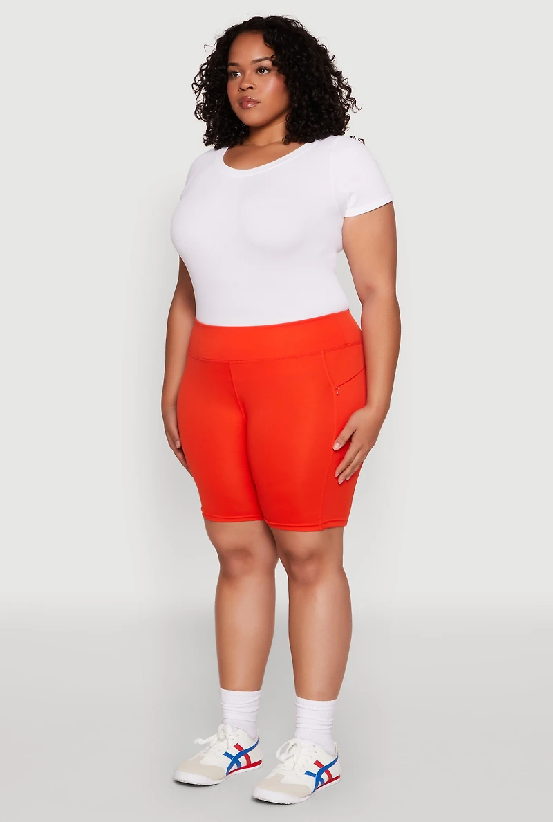 Plus Side Zip Pocket Biker Shorts