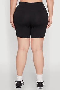 Womens Plus Size Cell Phone Side Pocket Biker Shorts, Black, Size 2X