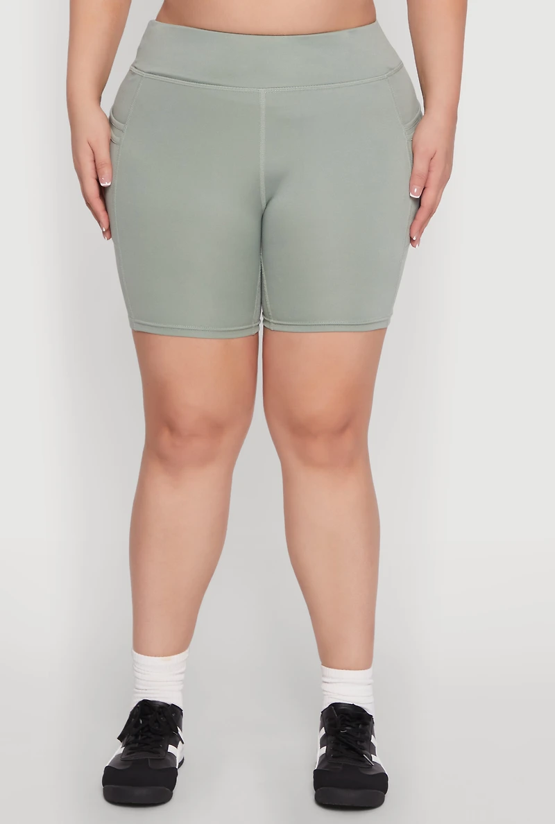 Plus Cell Phone Side Pocket Biker Shorts