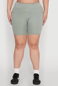 Plus Cell Phone Side Pocket Biker Shorts