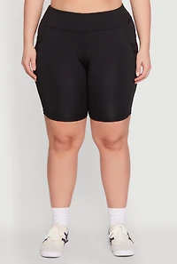 Plus Caged Mesh Cell Phone Pocket Biker Shorts