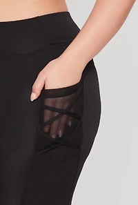 Plus Caged Mesh Cell Phone Pocket Biker Shorts