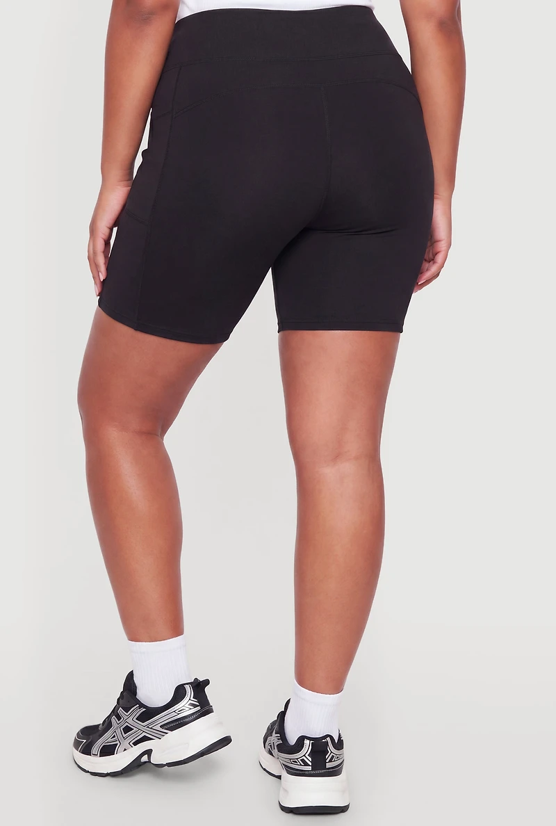 Plus Cell Phone Pocket High Waisted Active Shorts