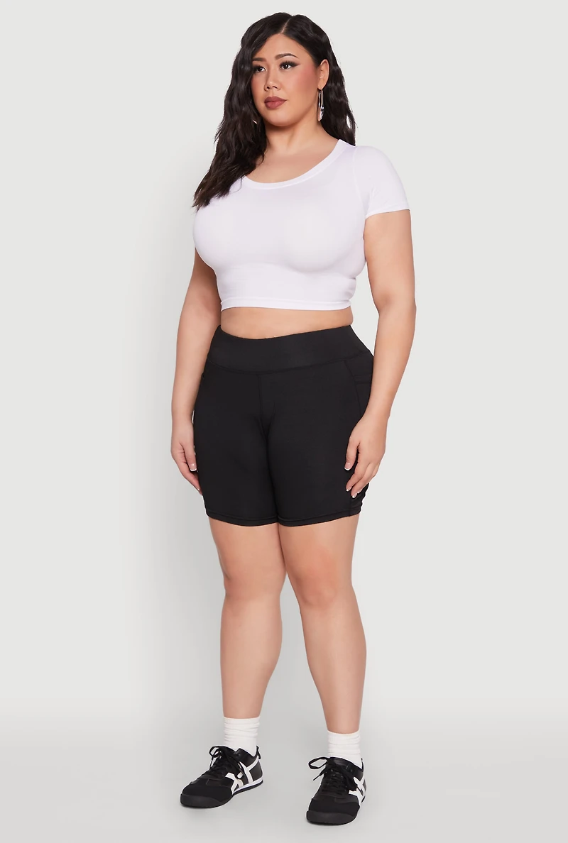 Plus Caged Mesh Detail Side Pocket Bike Shorts