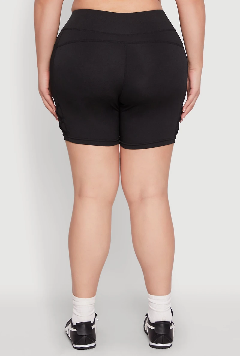 Plus Caged Mesh Detail Side Pocket Bike Shorts