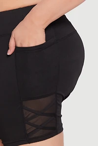 Plus Caged Mesh Detail Side Pocket Bike Shorts