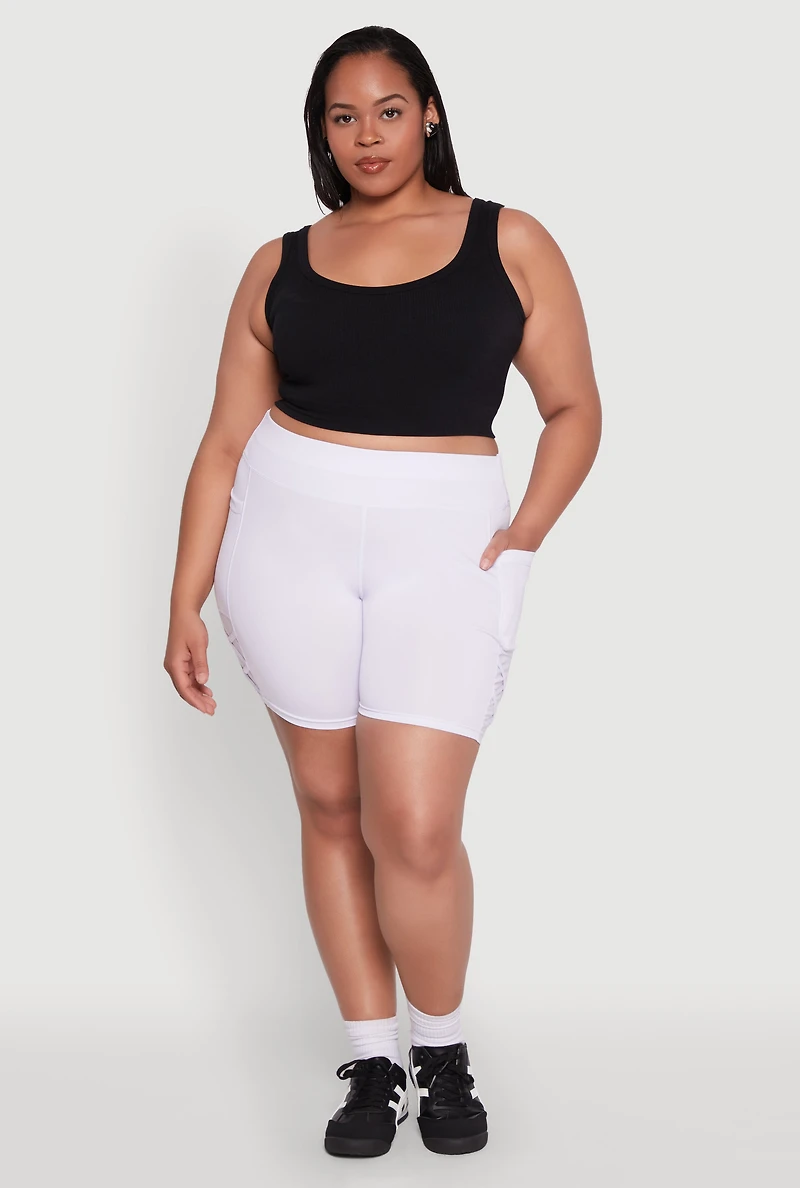 Plus Caged Mesh Detail Side Pocket Bike Shorts