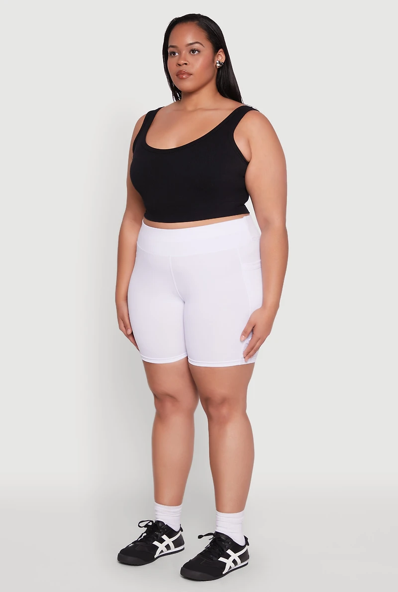 Plus Caged Mesh Detail Side Pocket Bike Shorts