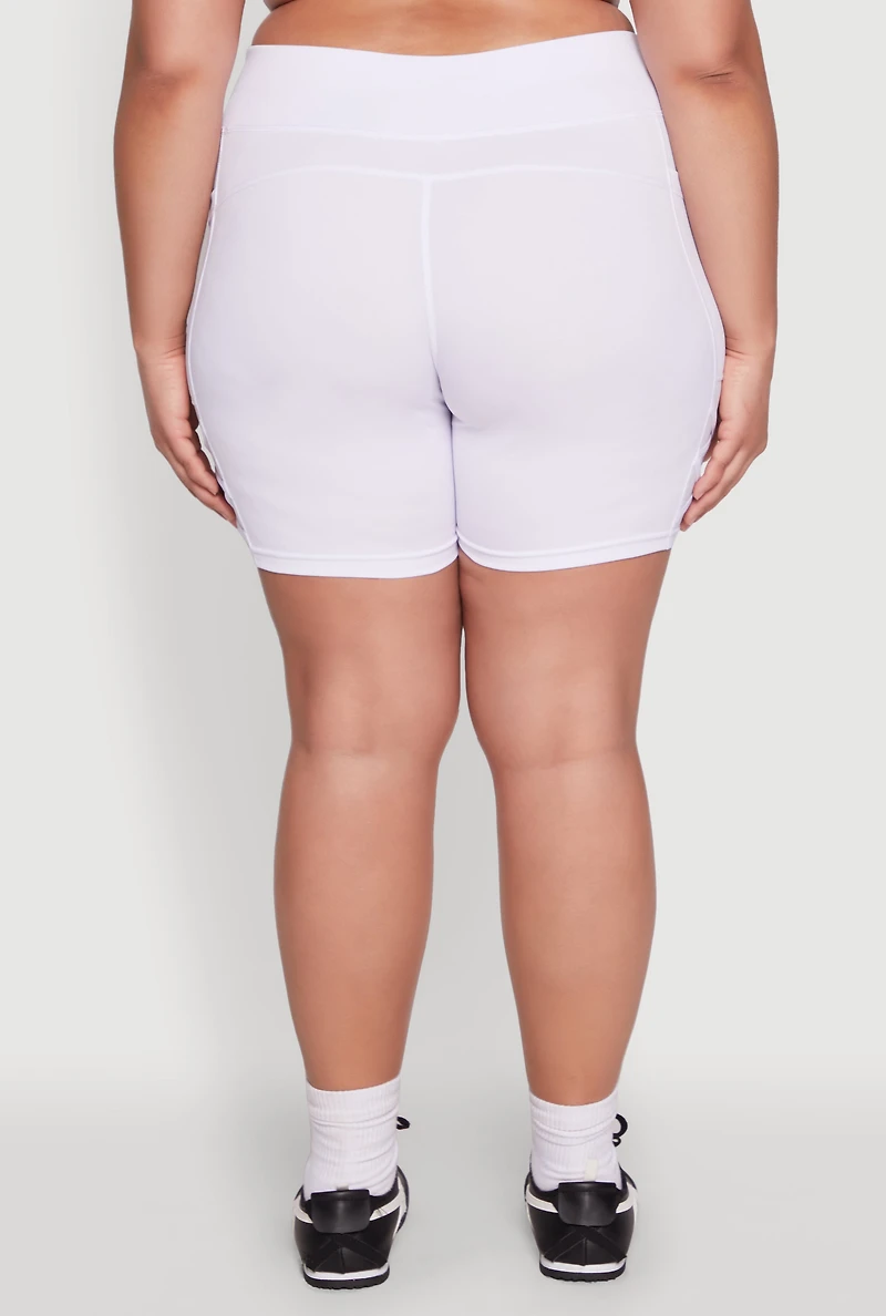 Plus Caged Mesh Detail Side Pocket Bike Shorts