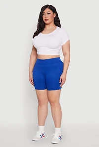 Womens Plus Caged Mesh Detail Side Pocket Bike Shorts,