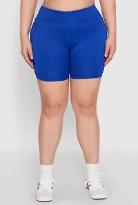 Womens Plus Caged Mesh Detail Side Pocket Bike Shorts,