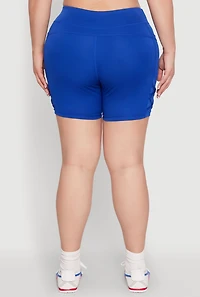 Womens Plus Caged Mesh Detail Side Pocket Bike Shorts,