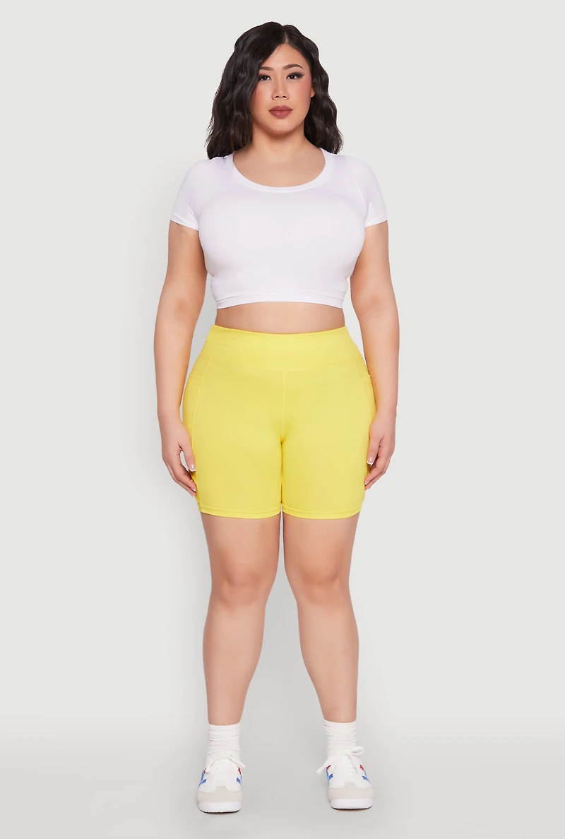 Plus Caged Mesh Detail Side Pocket Bike Shorts