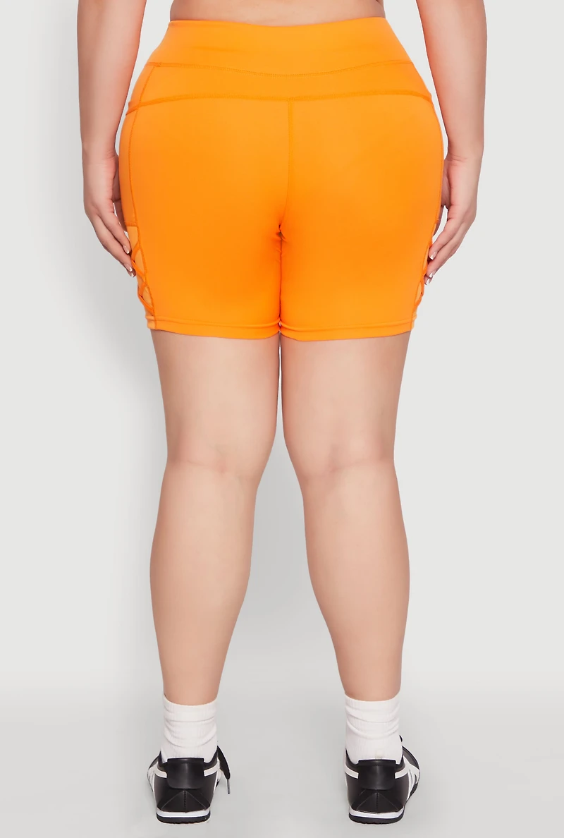 Plus Caged Mesh Detail Side Pocket Bike Shorts