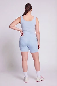 Plus High Waisted Double Cell Phone Pocket Biker Shorts