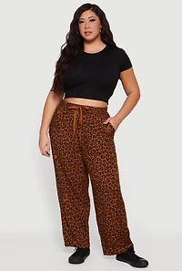 Plus High Waisted Printed Pattern Straight Leg Pants