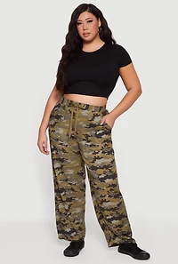 Plus High Waisted Printed Pattern Straight Leg Pants