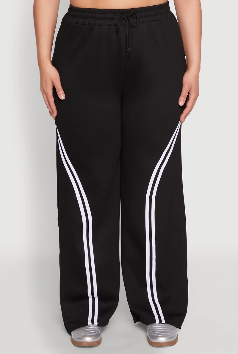 Plus Contrast Trim High Waisted Sweatpants