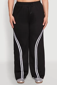 Plus Contrast Trim High Waisted Sweatpants