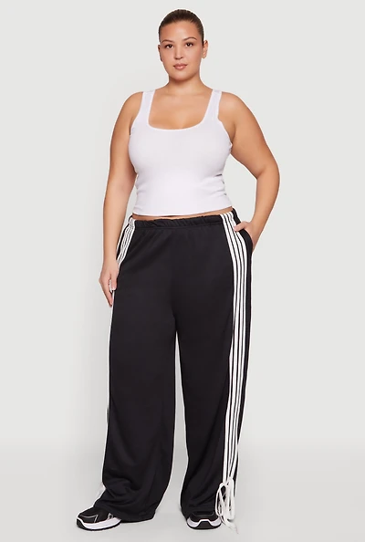 Plus Side Striped Wide Leg Sweatpants