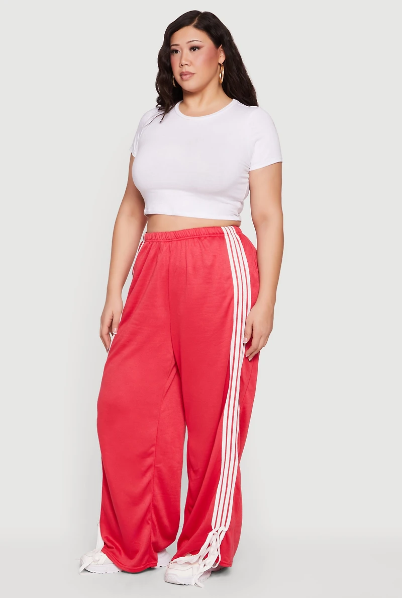 Plus Side Striped Wide Leg Sweatpants