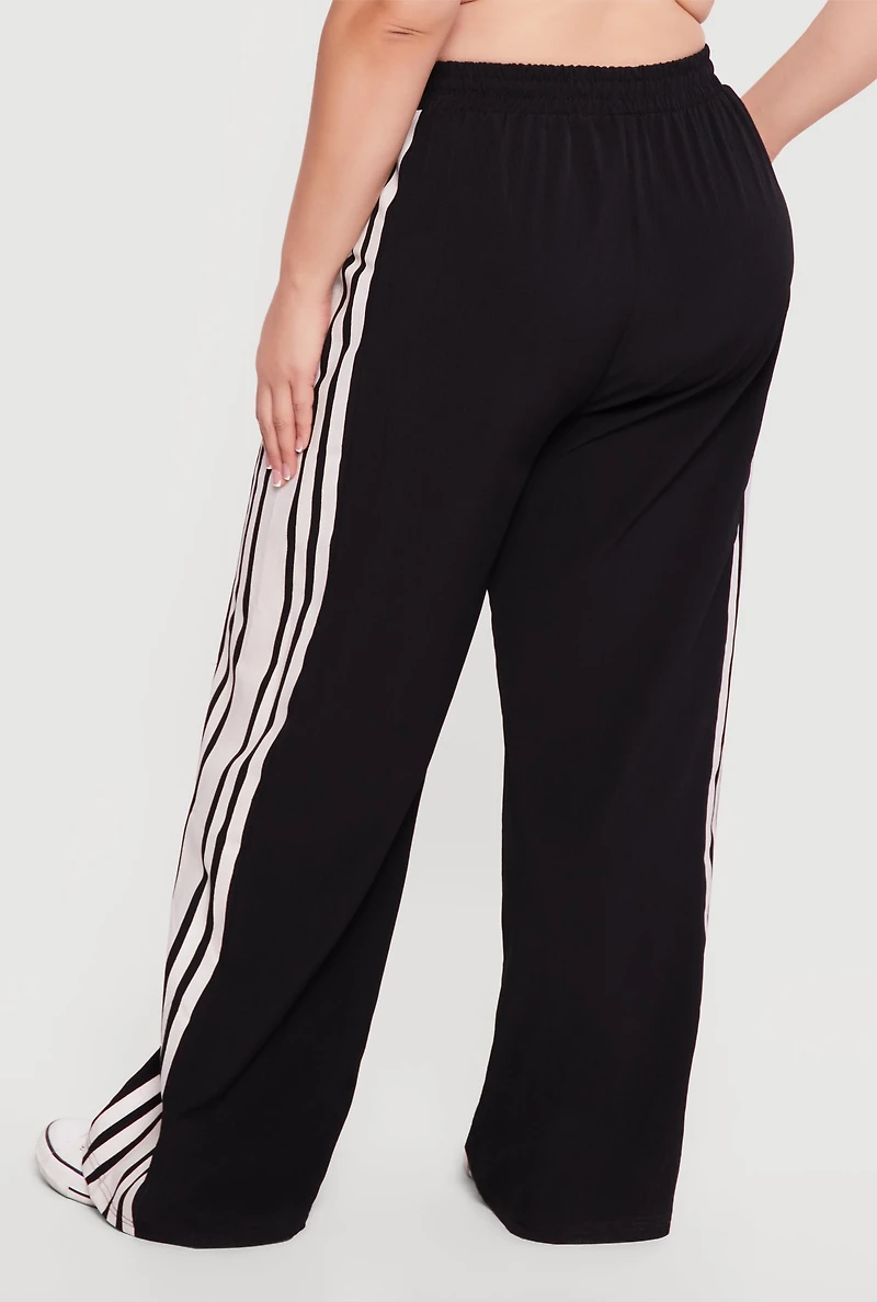 Plus Side Stripe Drawstring Waist Track Pants