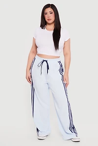 Plus Side Stripe Drawstring Waist Track Pants