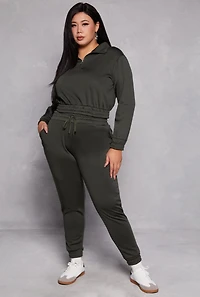 Womens Plus Size Half Zip Sweatshirt, Green, Size 2X