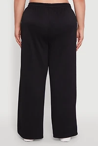 Womens Plus Drawstring Waist Wide Leg Pants, 2X