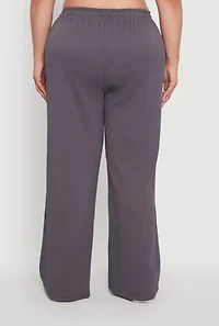 Womens Plus Size Drawstring Waist Wide Leg Pants, Grey, Size 2X
