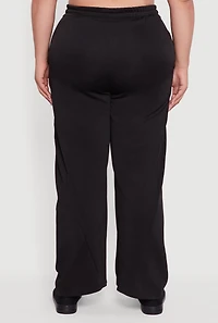 Womens Plus Fleece Lined Wide Leg Sweatpants with Pockets,