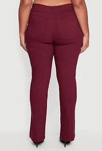 Womens Plus Size Faux Button Boot Cut Dress Pants, Burgundy, Size 3X