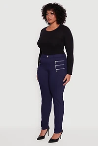 Plus Faux Zip Pocket Pull On Dress Pants