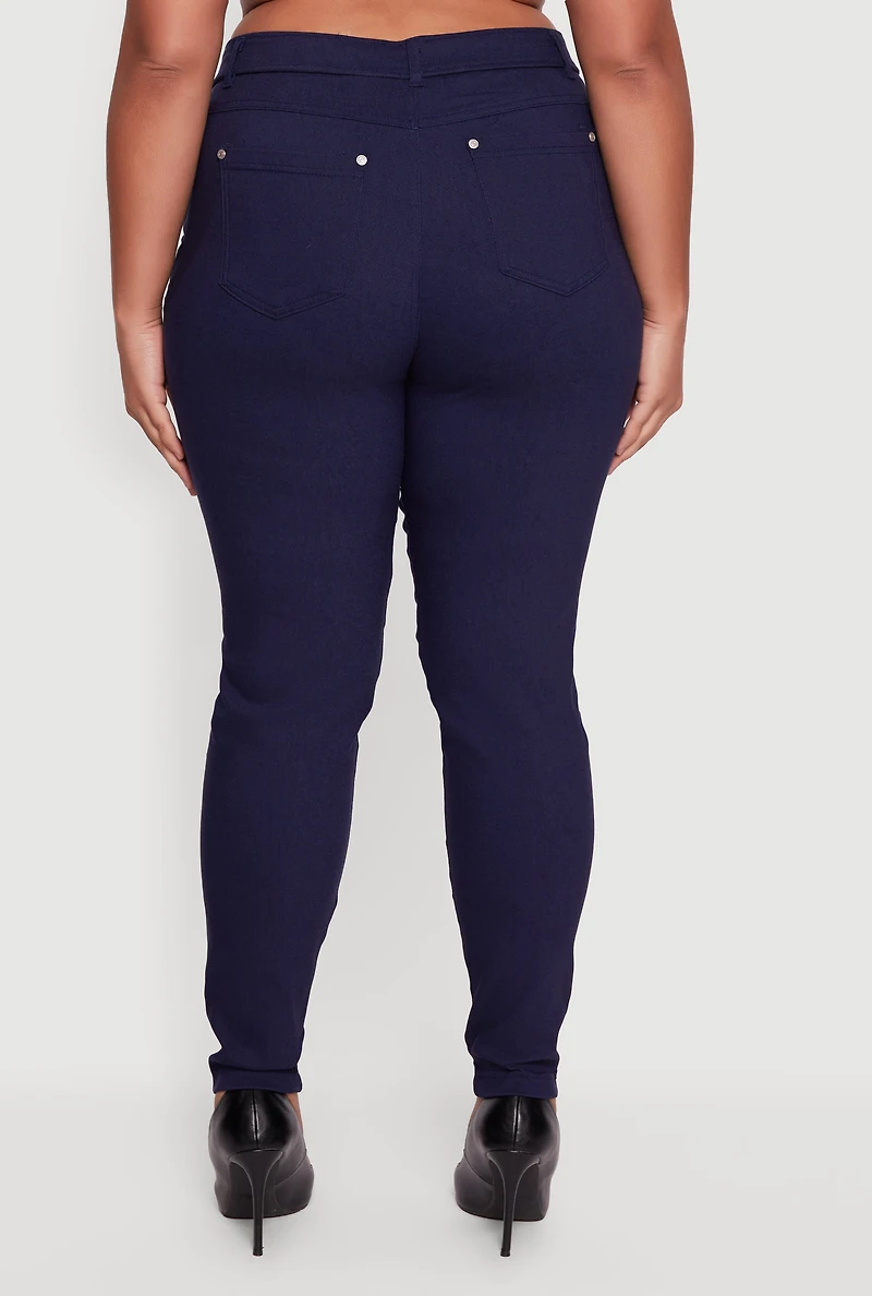 Plus Faux Zip Pocket Pull On Dress Pants