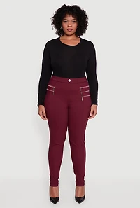 Plus Faux Zip Pocket Pull On Dress Pants